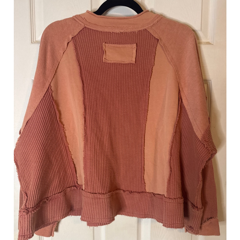OVERSIZED POL Rust & Peach Waffle Knit Sweatshirt S - Picture 3 of 4